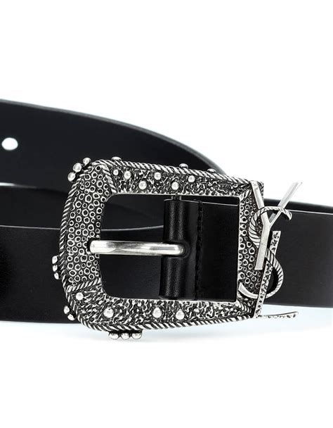 SAINT LAURENT Calfskin Monogram Cheyenne Belt 95 38